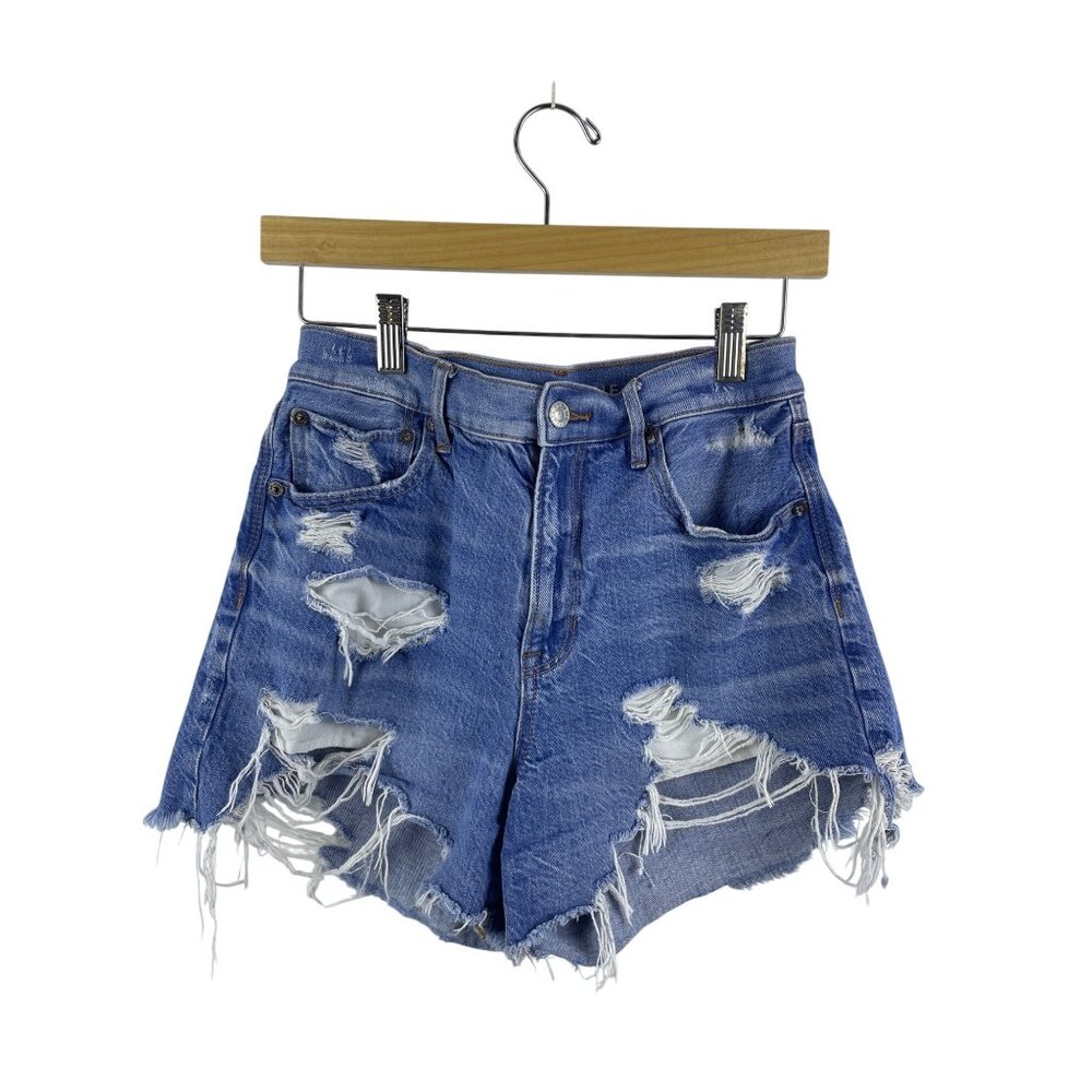 American Eagle AEO Women's 4 Highest Rise 90s Boyfriend Distressed Zip Short